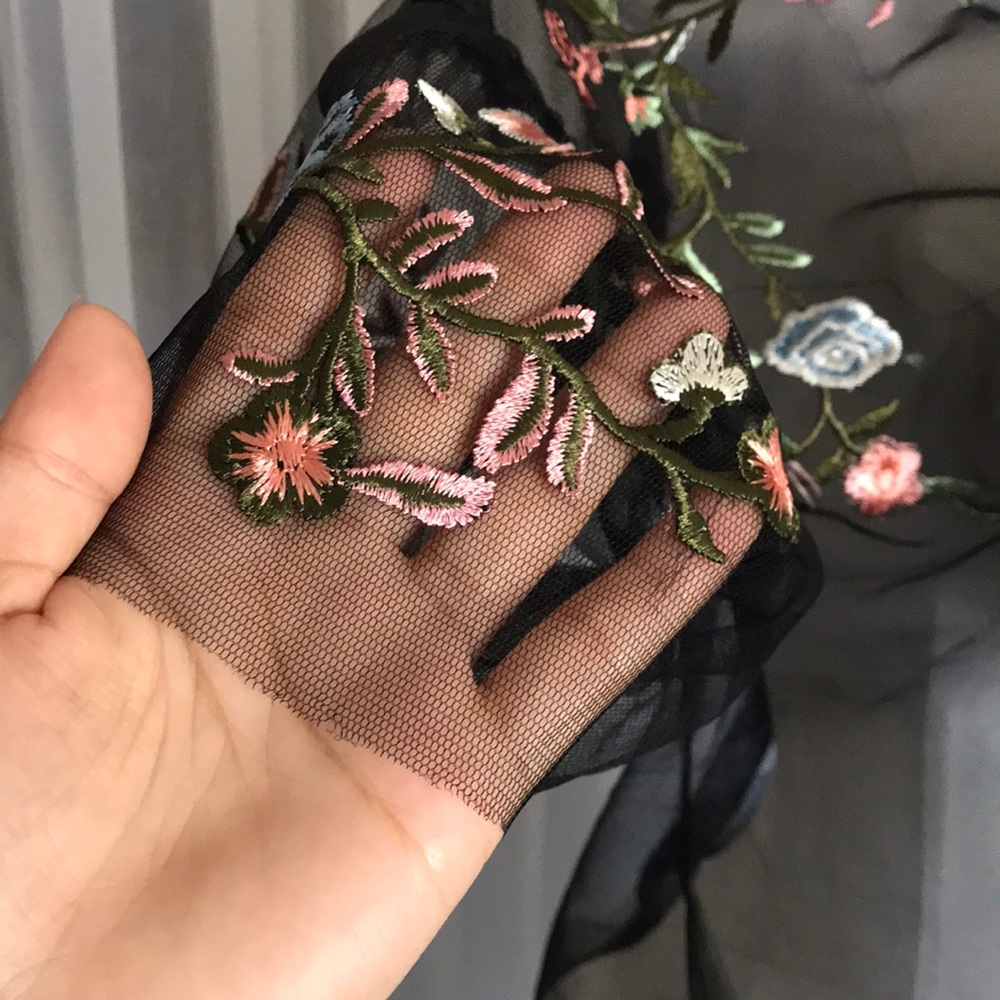 Embroidered Black Sheer Top - Picture 4 of 5